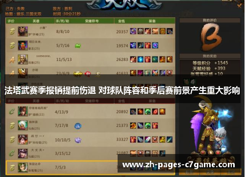 法塔武赛季报销提前伤退 对球队阵容和季后赛前景产生重大影响